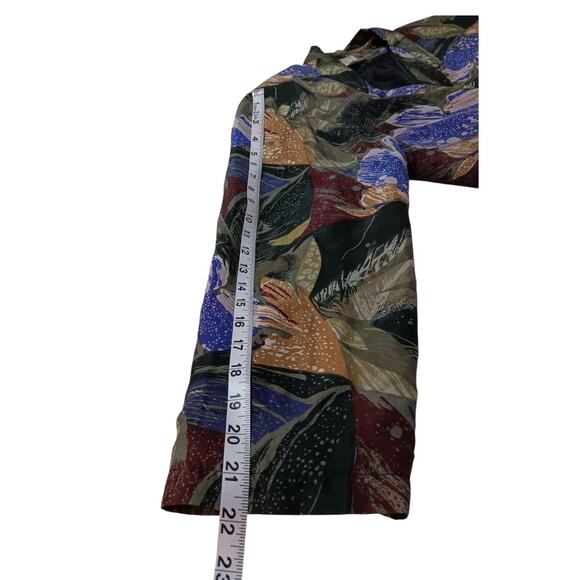VINTAGE 80s 90s‎ Floral Silk Jacket Blazer M Artsy Tropical Career Office Work - Picture 6 of 13